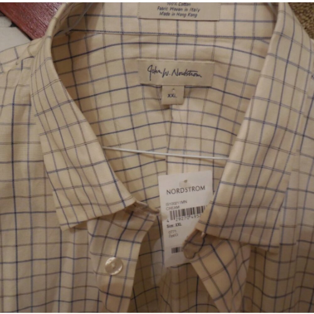 John W Nordstrom Cream Check Shirt